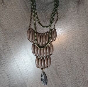 VINTAGE wood beads necklaces x2 available in Moss Green summer statement jewelry